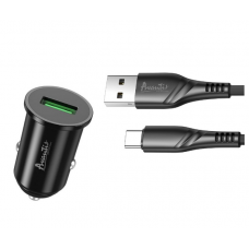 зарядка от прикуривателя Avantis   USB  3.0А круг. черный, QC 3,0  18W Евро