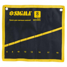 чехол для гаечных ключей   8 карманов 6, 8, 10, 12, 13, 14, 17, 19 пласт. замки, двойн. ткань, ремни