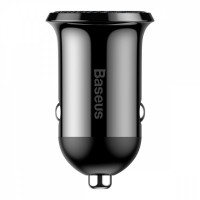 зарядка от прикуривателя Baseus  2USB 4.8А круг черный (24W), Евро