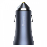 зарядка от прикуривателя Baseus  1USB + 1 USB Type-C PD  3.0А QC (40W), серый Евро