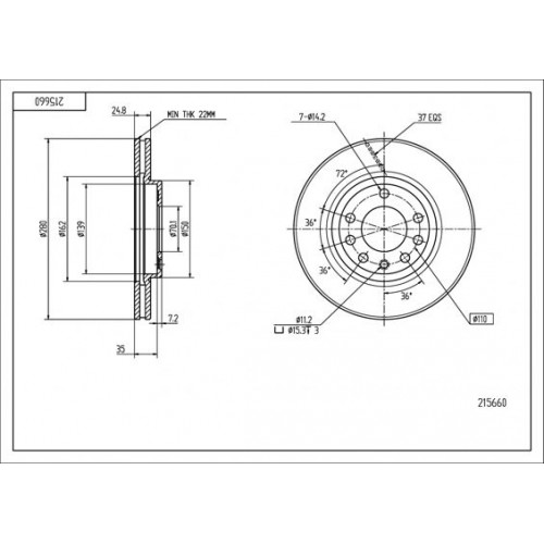 диск тормозной пер. Opel Astra G/H (280mmx25mm)  (HART)