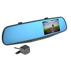 зеркало-видеорегистратор с камерой з/в, диспл. 4,3", 1280x720 (HD), 120°, до 32 Гб