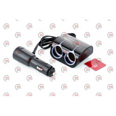 разветвитель прикур. 2 вых.   5А/  60Вт, 1 USB 1.0А, провод 0,7м, Евро