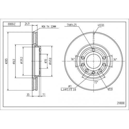 диск тормозной пер. Opel Vectra C  (285mmx25mm)  (HART)