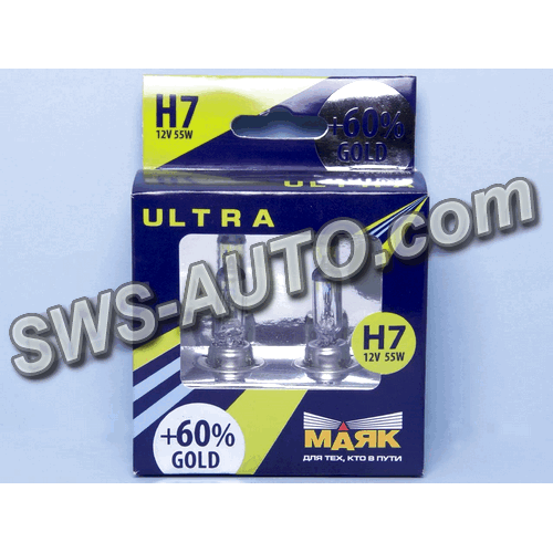 лампа H7 12V 55 W Маяк Gold +60 3200K (2шт)