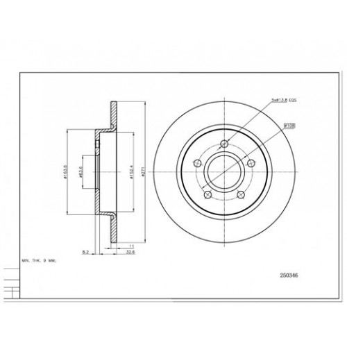 диск тормозной зад. Ford Focus III (271mm11mm)  (HART)