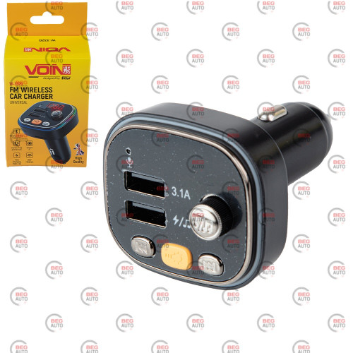 FM модулятор Voin W-3320 USB/MP3/12-24В/USB быстрая зарядка 3,1A/Bluetooth 5.0/LED