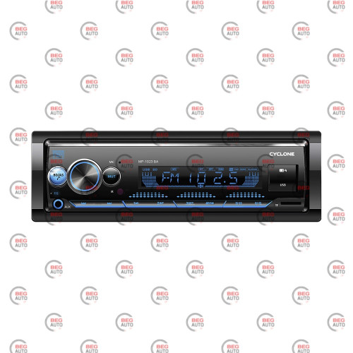 магнитола Cyclone MP-1024 BA FM/USB+USB для зарядки 2А/microSD/AUX/MP3/WMA/BT/мультиколор/iCar Link