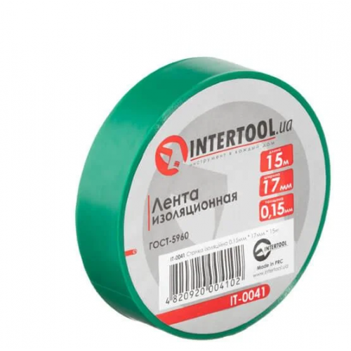 изолента 15м х 17мм х 0,15мм зеленая Intertool