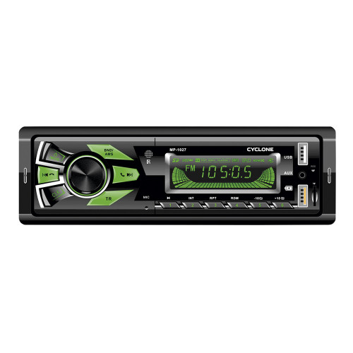 магнитола Cyclone MP-1027 FM/USB+USB для зарядки 2А/microSD/AUX/MP3/WMA/BT/мультиколор/Car Radio