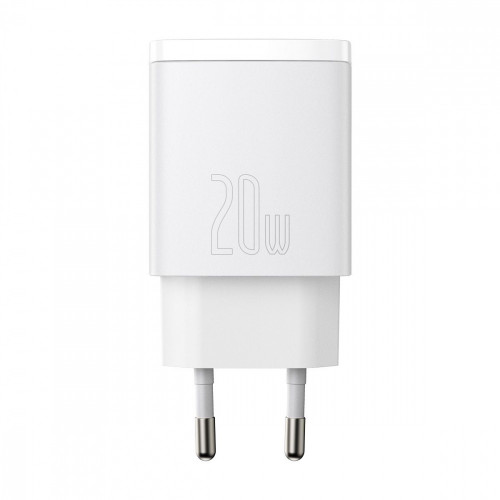 зарядний пристрій від мережі 220В на  USB + Type C 3.0A, QС 20W, білий
