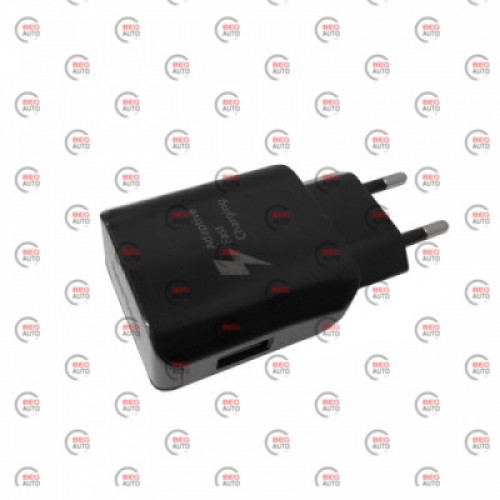 зарядний пристрій від мережі 220В на  USB 2.1A чорний 25W