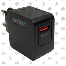 зарядка от cети 220В на  USB 3.0A, QС 18W, черная