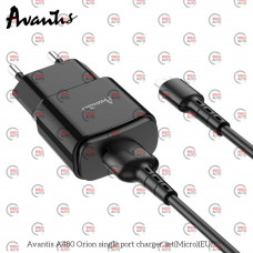 зарядка от cети 220В на  USB 2.4A + кабель USB - Micro USB, черная