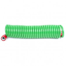 шланг для полива спиральный  7,5м с быстросъемами 1/2" и 3/8", 12 мм, зеленый
