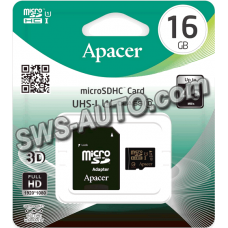 карта памяти microSDHC  16Gb class 10 (adapter SD)  Apacer