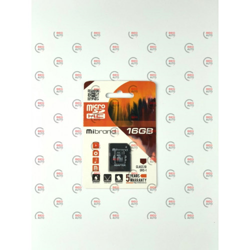 карта памяти microSDHC  16Gb class 10 (adapter SD)  Mibrand