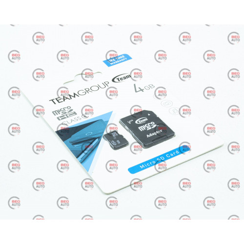 карта памяти microSDHC   4Gb class  4 (adapter SD)  Team