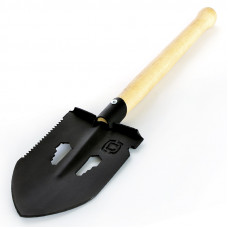 лопата саперная Кемпер 523 мм, сталь, ручка деревянная (пила, открывашка, прорези под гайки, жало)