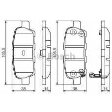 колодки гальмівні задні Nissan Rogue, Juke, Qashqai, X-Trail (T31) /Infiniti EX, FX, G, Q50  (BOSCH)