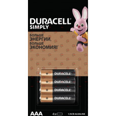 батарейка  AAА  щелочная 1.5V минипальчик Duracell Simply Alkaline 4шт блист.  Бельгия