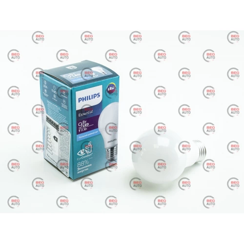 лампа светодиодная 220V E27  9W A60 6500K PHILIPS