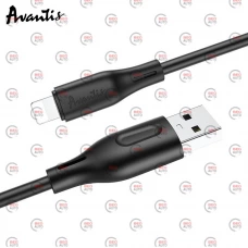 кабель для зарядки Avantis  USB - iPhone,  2м, 2,4А  черный, круглый силиконовая оплетка QC