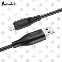 кабель для зарядки Avantis  USB - Micro USB,  2м, 2,4А черный, круглый силиконовая оплетка QC