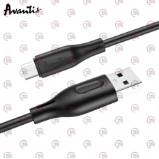 кабель для зарядки Avantis  USB - Micro USB,  2м, 2,4А черный, круглый силиконовая оплетка QC
