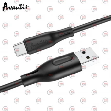 кабель для зарядки Avantis  USB - Type-C,  2м, 3,0А  черный, круглый силиконовая оплетка QC