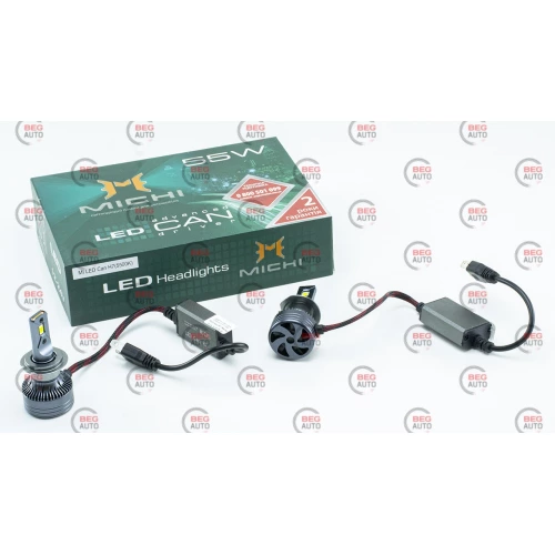 лампа LED H7 12V-24V MICHI Can 5500K 5300L з обманкою радіатор з вентилятором