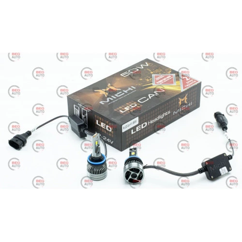 лампа LED H11 12V-24V MICHI Can 5500K 5300L з обманкою радіатор з вентилятором