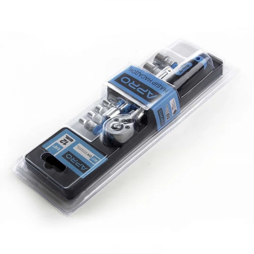 набір головок  1/4"  12 шт,  4-13 мм з тріск., подовж. (планшет) Apro