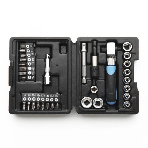 набор инструмента  1/4"  31 шт,  4-13 мм с трещ., удленит., битодержатель, биты