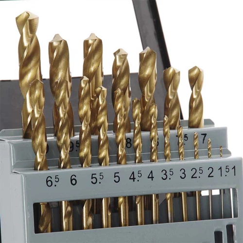 набор свёрл по металлу Р6М5 титан 19шт (1,0-10,0 мм) метал. футляр