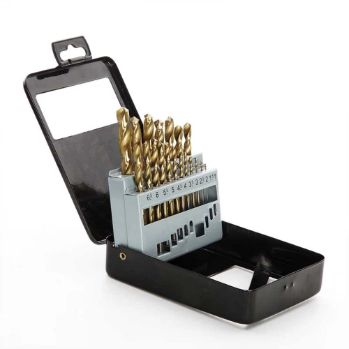 набор свёрл по металлу Р6М5 титан 19шт (1,0-10,0 мм) метал. футляр