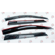 ветровик Hyundai Santa Fe 2012-2018 (скотч) TopVisor  c хром молдингом