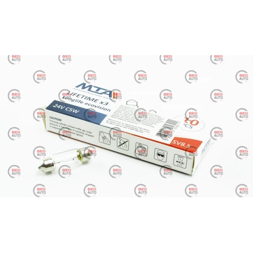 лампа  AC салону 24V 5W 11*36mm MTA (10шт)