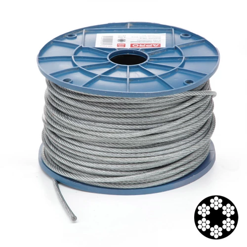 трос в ПВХ 3мм (2+1) DIN 3055 (6х7) оцинкованый бухта 200м (APRO)