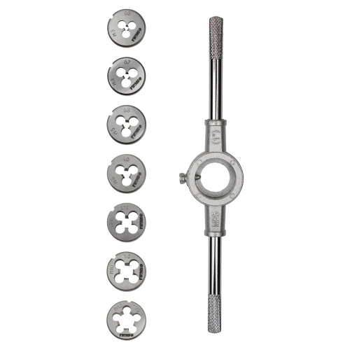 набор плашек с держателем 8шт (М3,М4,М5,М6,М8,М10,М12) блистер
