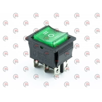 тумблер-кнопка (30х25мм) 3пол. 6конт. зелена