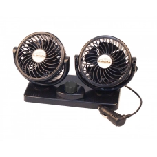 вентилятор подвійний 12 V (2 х d 4" - 10,4 см) на стійці, дві швидкості Lavita