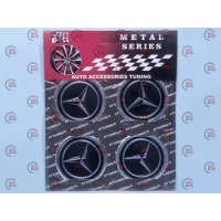 наклейка на колесный диск/колпак d 60 мм  Mercedes черная (4шт)