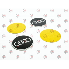 наклейка на колесный диск/колпак d 90 мм  Audi черная (4шт)
