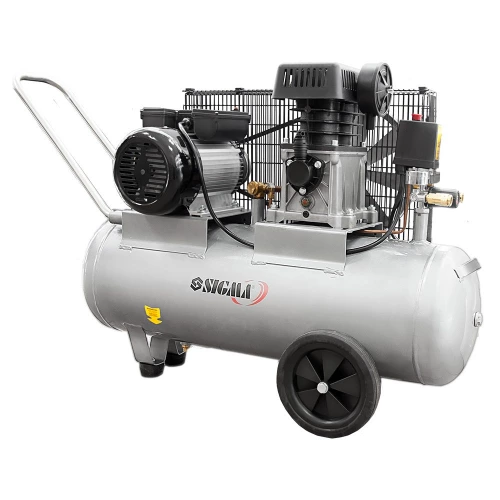 компресор 2-х поршн 50л 2 вих, 220В, 2.5 кВт, 335 л/хв, 10 атм, ремінь. перед. Sigma