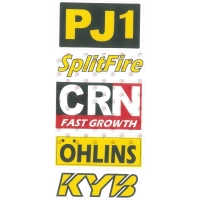 наклейка на мопед, мотоцикл "Pj1, Splitfire, Crn, Ohlins, Kyb" контурна порізка (2шт)