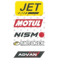 наклейка на мопед, мотоцикл "Jet, Motul, Nismo, Motorex, Advan" контурная порезка (2шт)