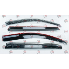 ветровик Volkswagen Tiguan 2007-2015 (скотч) TopVisor  c хром молдингом