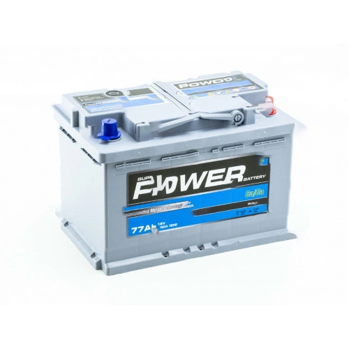 Аккумулятор POWER  77 (750 А) MF GREY Евро правый +