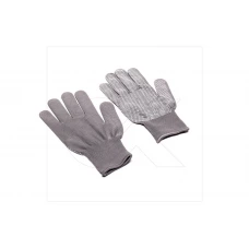 перчатки трикотаж. с ПВХ покрыт.,  7 класс  Dk  размер 9, серые, белая точка, нейлон